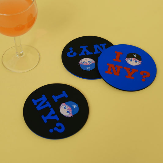 NY? Coasters (2-Pack) - Black / Cobalt