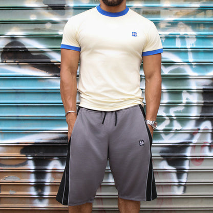 Hyotdog Ringer Tee - Cream / Cobalt