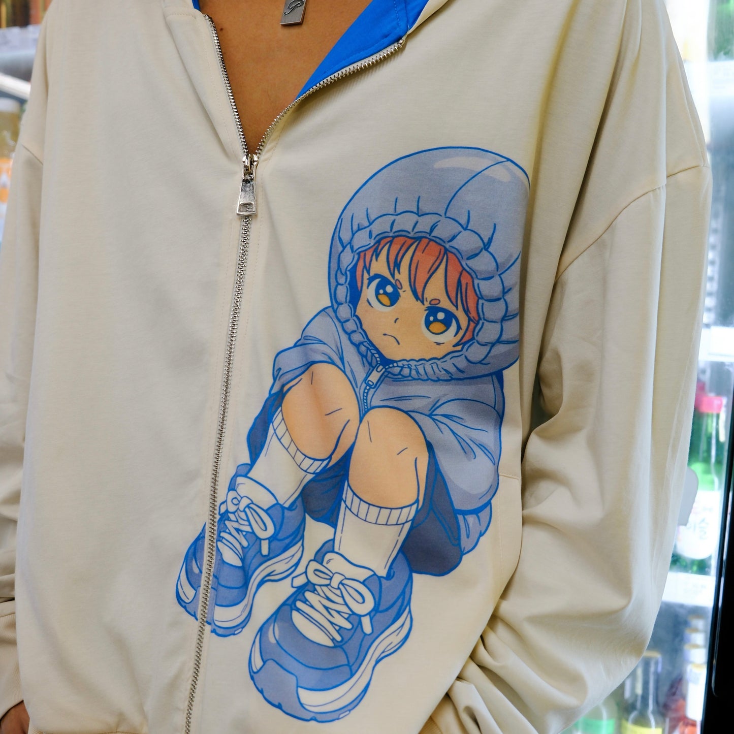 Cocoon Hoodie - Ivory / Cobalt