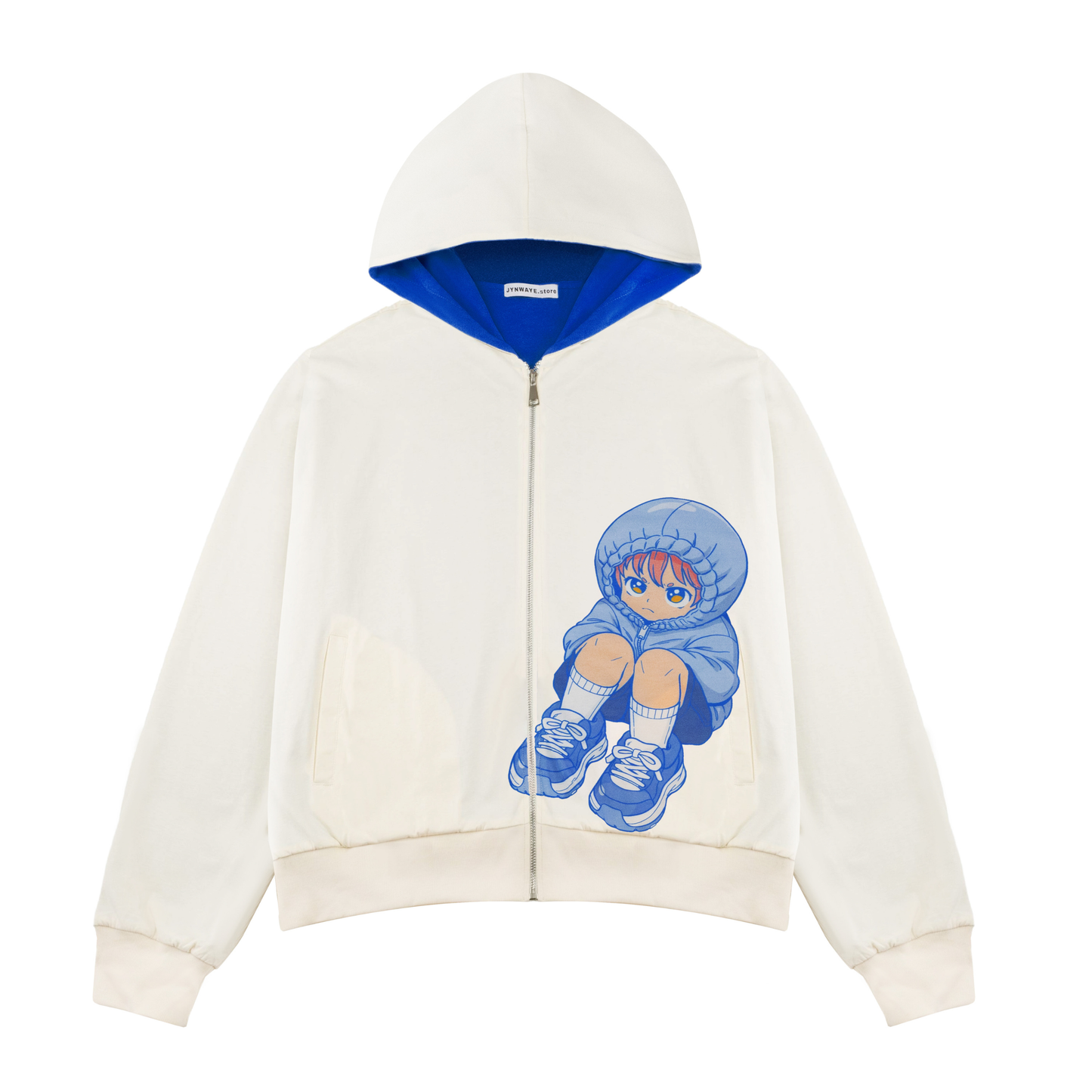 Cocoon Hoodie - Ivory / Cobalt