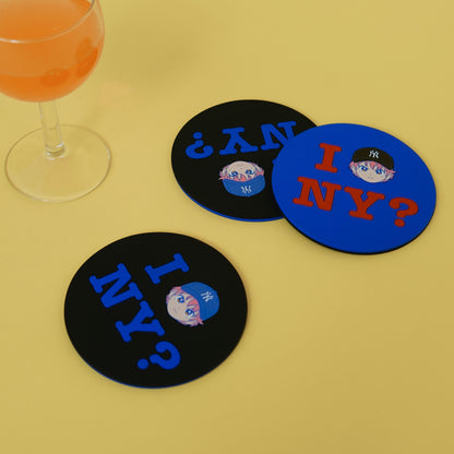 NY? Coasters (2-Pack) - Black / Cobalt