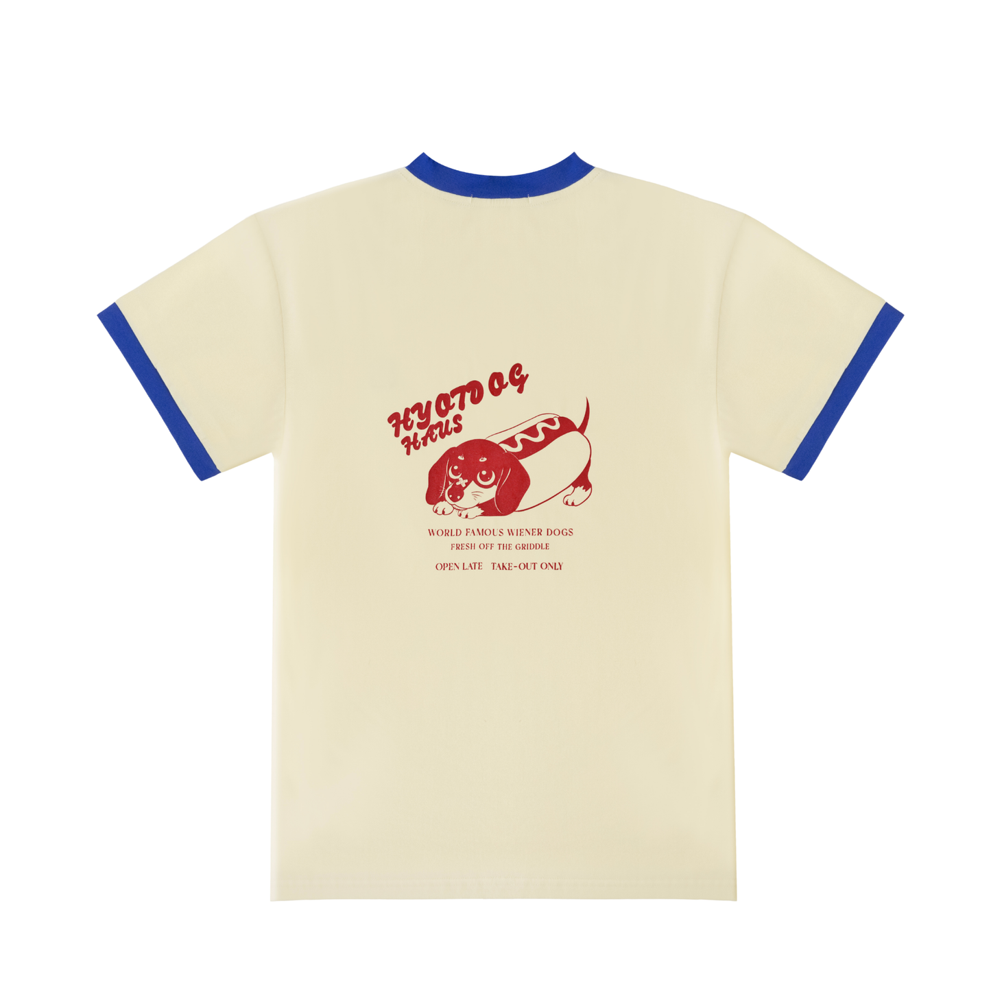Hyotdog Ringer Tee - Cream / Cobalt