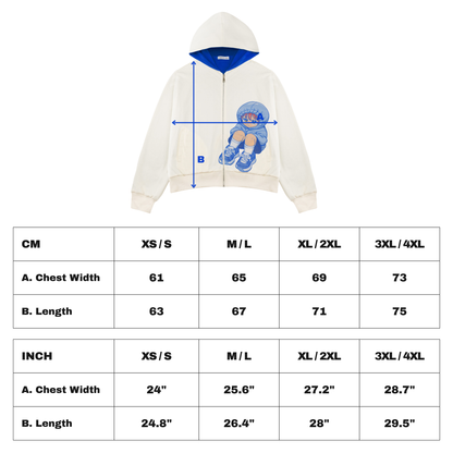 Cocoon Hoodie - Ivory / Cobalt