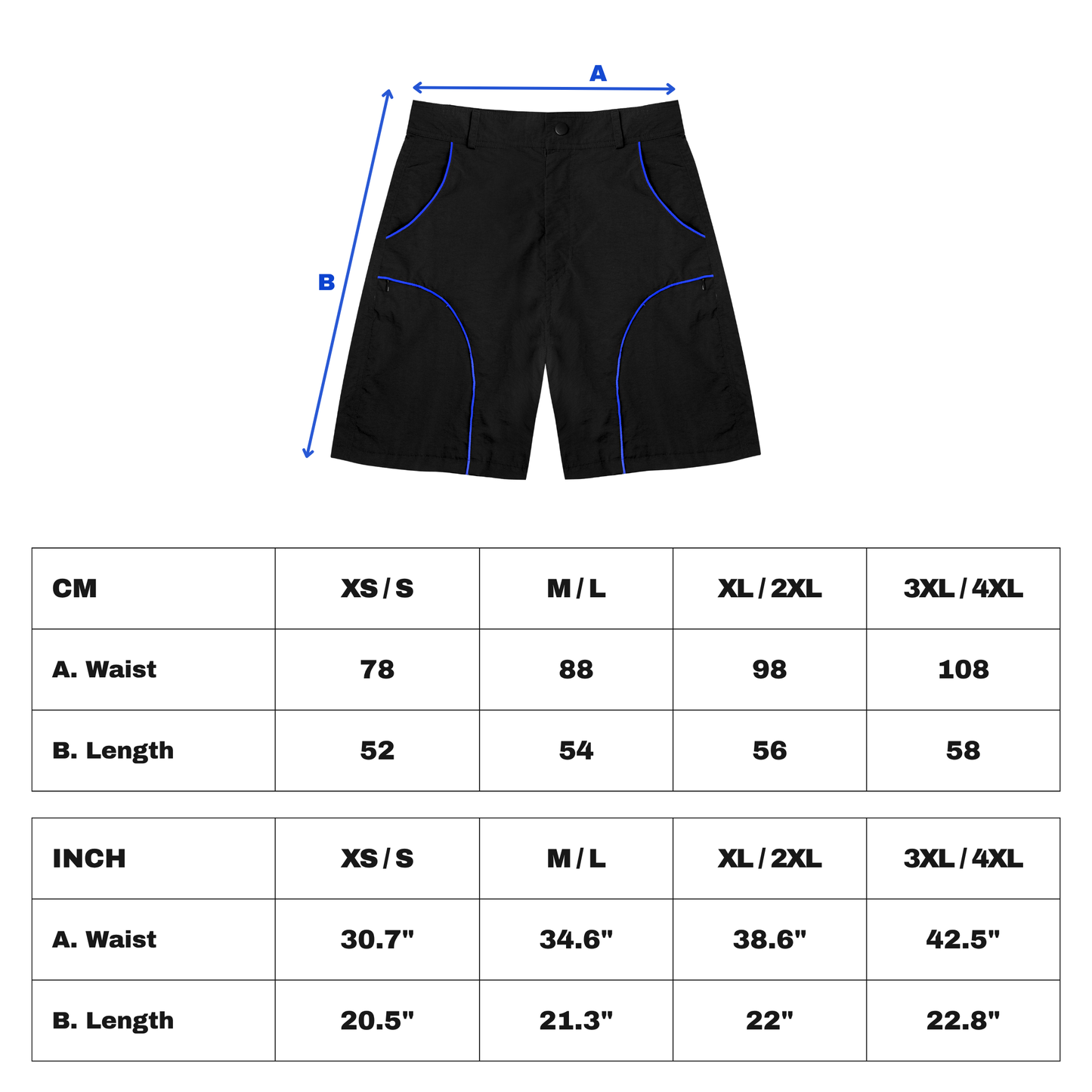 Transit Shorts -  Black / Cobalt